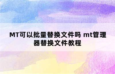 MT可以批量替换文件吗 mt管理器替换文件教程